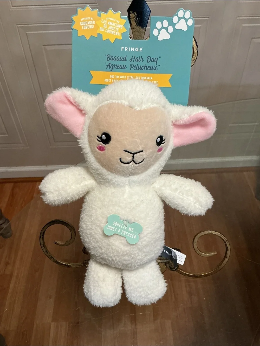 Fringe  Baaaad Hair Day Sheep , Clinker & Squeaky Plush Dog Toy 11” ”